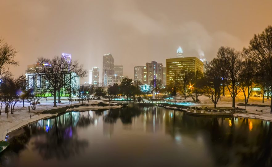 charlotte nc skyline covered in snow