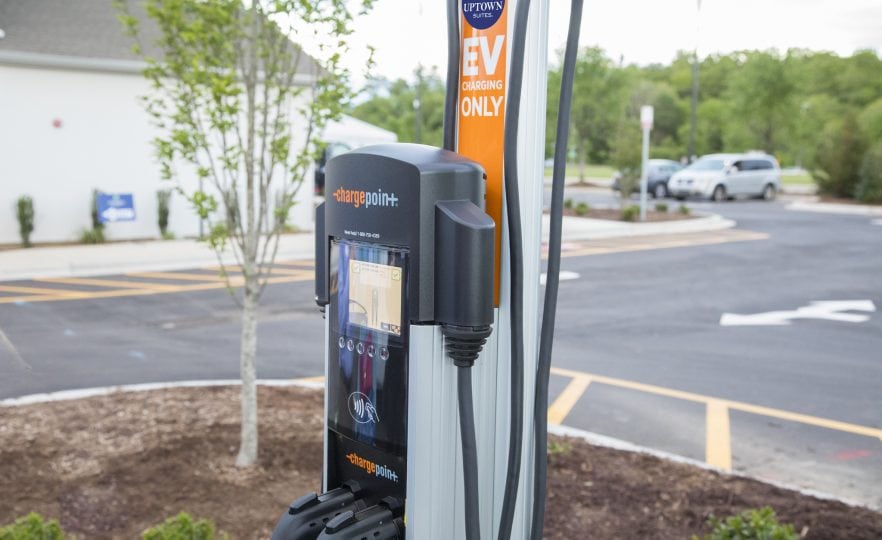 EV charging station in the Uptown Suites parking lot
